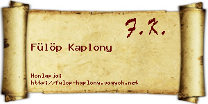 Fülöp Kaplony névjegykártya